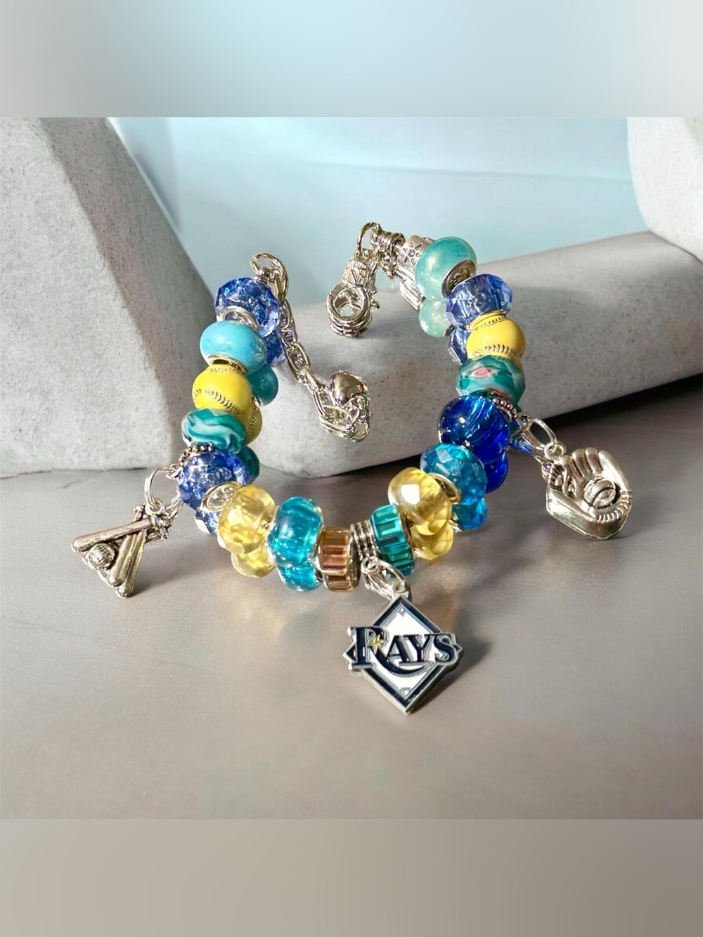 Tampa Bay Rays Beaded Charm Bracelet